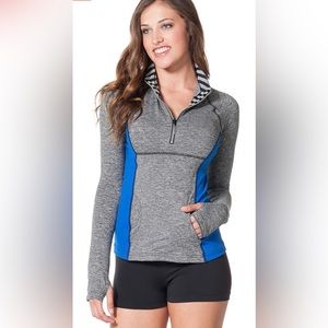 Hard Tail Pullover Shirred Jacket Heather Grey Sapphire